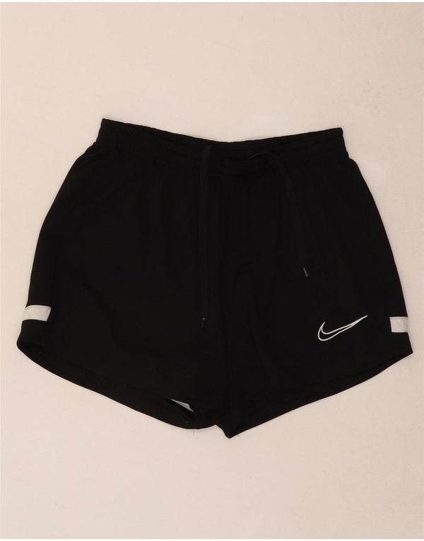 Shorts esportivos femininos Nike Dri Fit UK 8 pequenos pretos em bloco colorido de poliéster