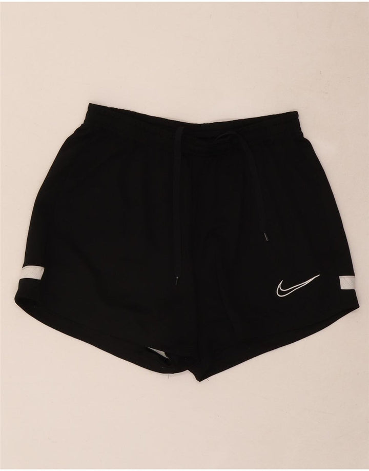 Shorts esportivos femininos Nike Dri Fit UK 8 pequenos pretos em bloco colorido de poliéster