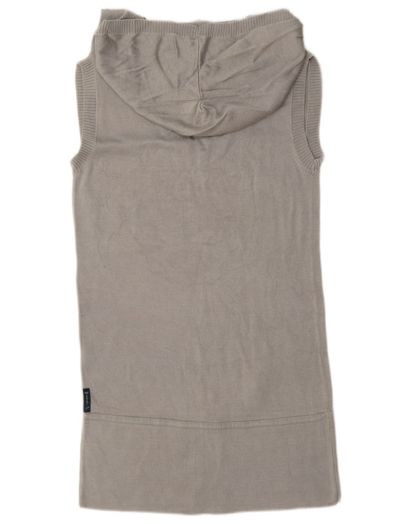Armani Jeans feminino longline com capuz colete regata Reino Unido 10 pequeno algodão cinza