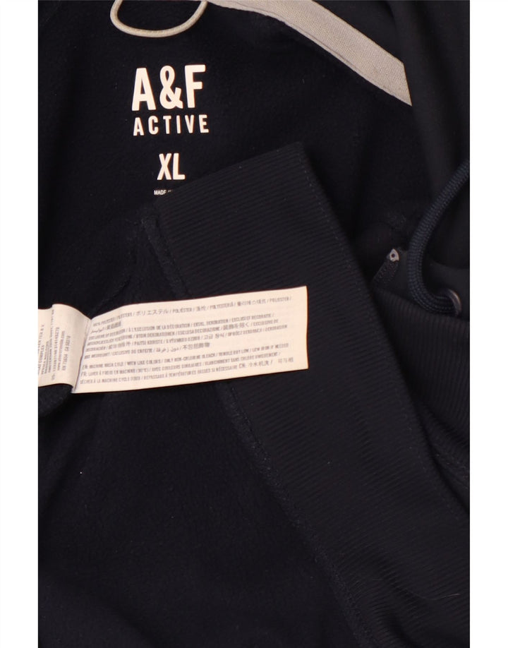 Suéter masculino com capuz e zíper ABERCROMBIE & FITCH XL azul marinho poliéster