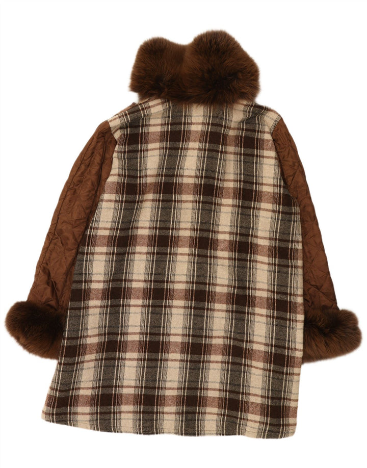 Sobretudo feminino vintage oversized EU 40 xadrez marrom médio