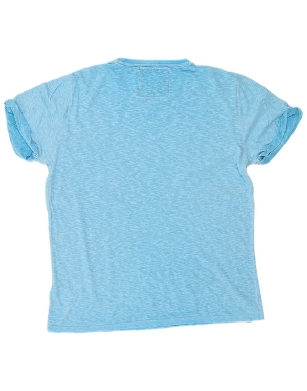 Camiseta masculina Superdry Top XL algodão manchado azul