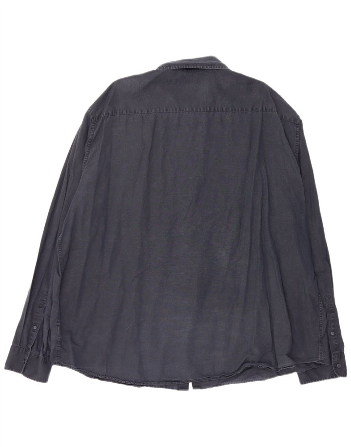 Camisa masculina de ajuste regular Marks & Spencer 4XL linho azul marinho