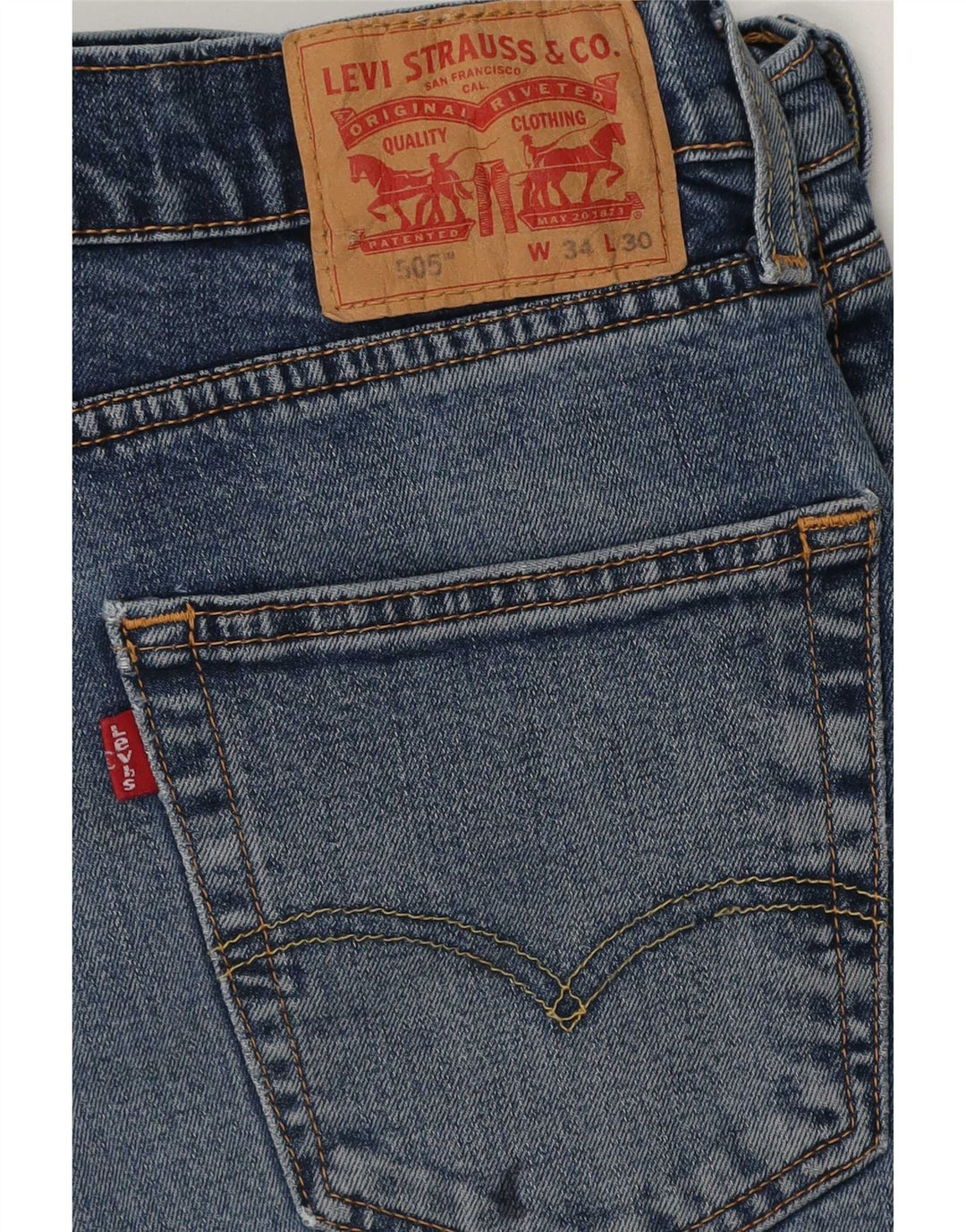 Levi's Masculino 505 Regular Straight Jeans W34 L30 Azul Algodão