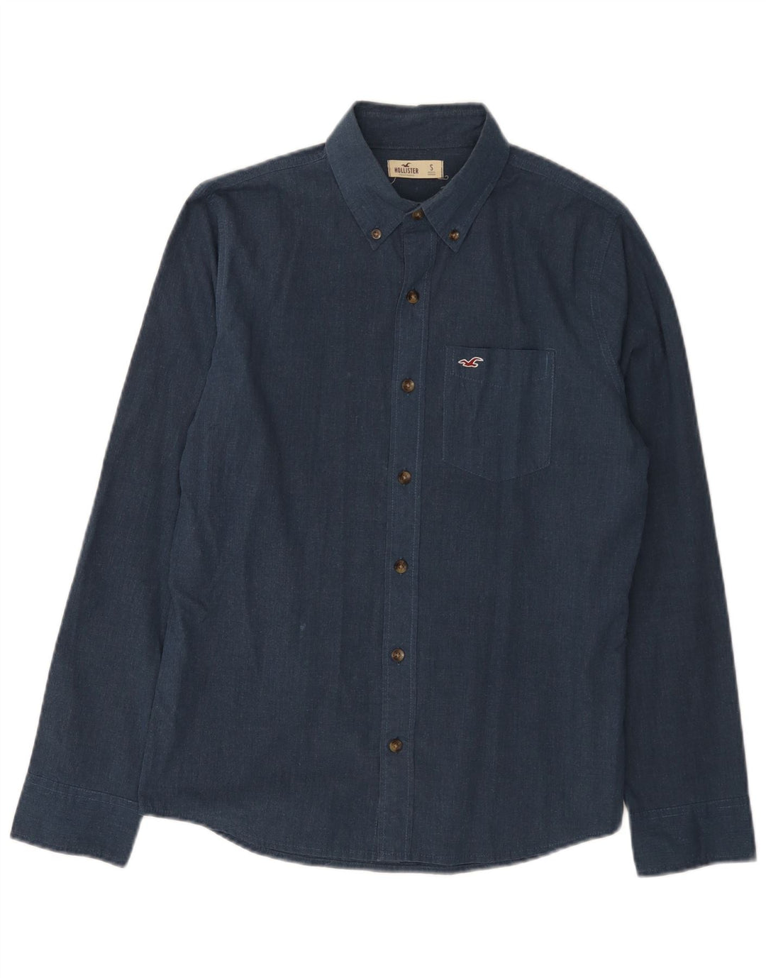 Camisa masculina HOLLISTER pequena de algodão azul marinho