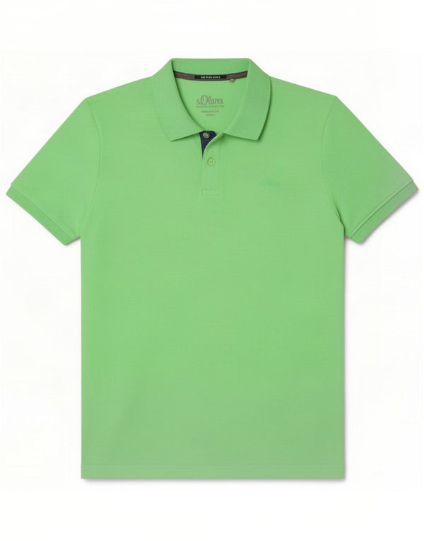 S.Oliver Camisa polo masculina de ajuste regular grande poliéster verde