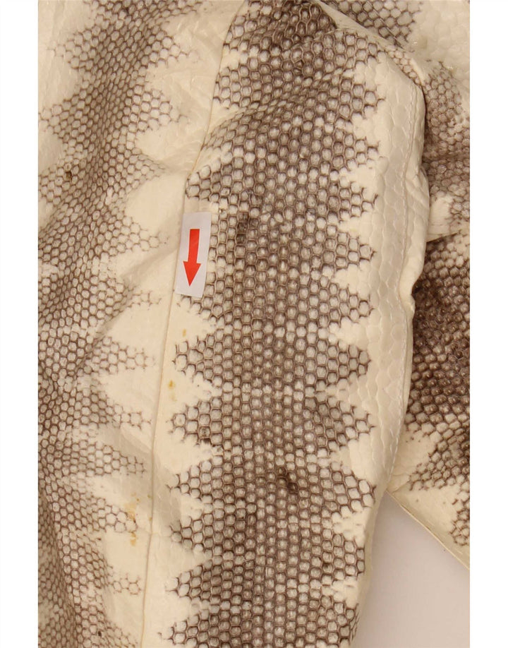 Jaqueta de couro masculina Lee Sands UK 40 grande bege estampa animal