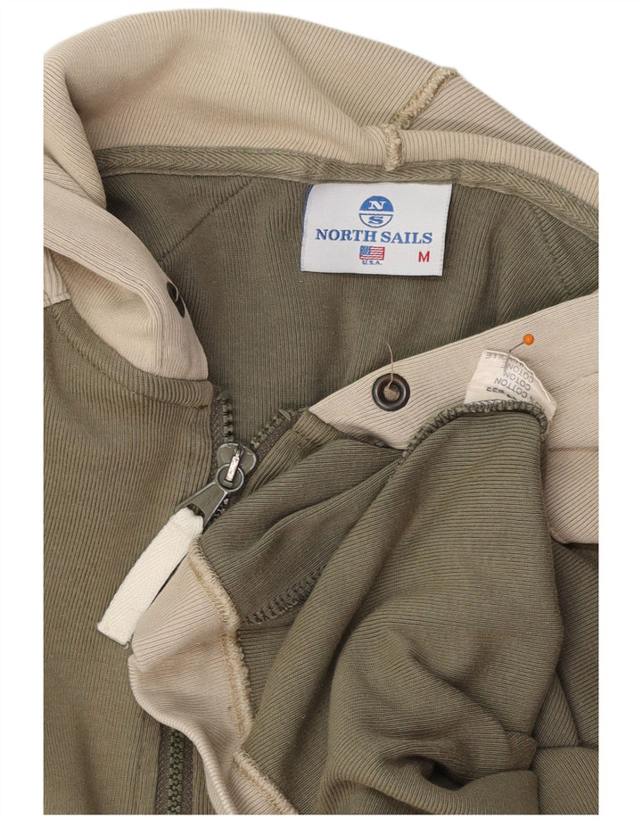 NORTH SAILS Top masculino com capuz e zíper e manga comprida em bloco colorido verde médio