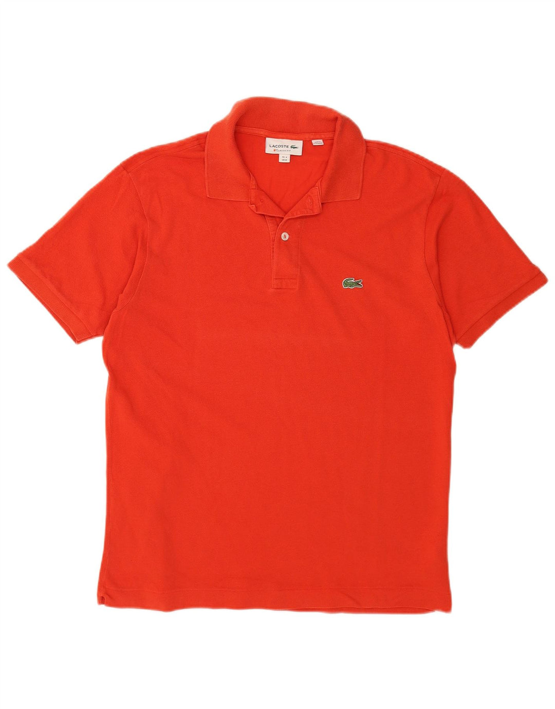 Camisa polo masculina LACOSTE Classic Fit tamanho 4 algodão laranja médio