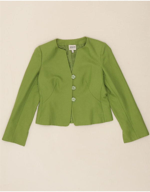 Jaqueta blazer feminina ARMANI COLLEZIONI crop 3 botões IT 44 verde médio