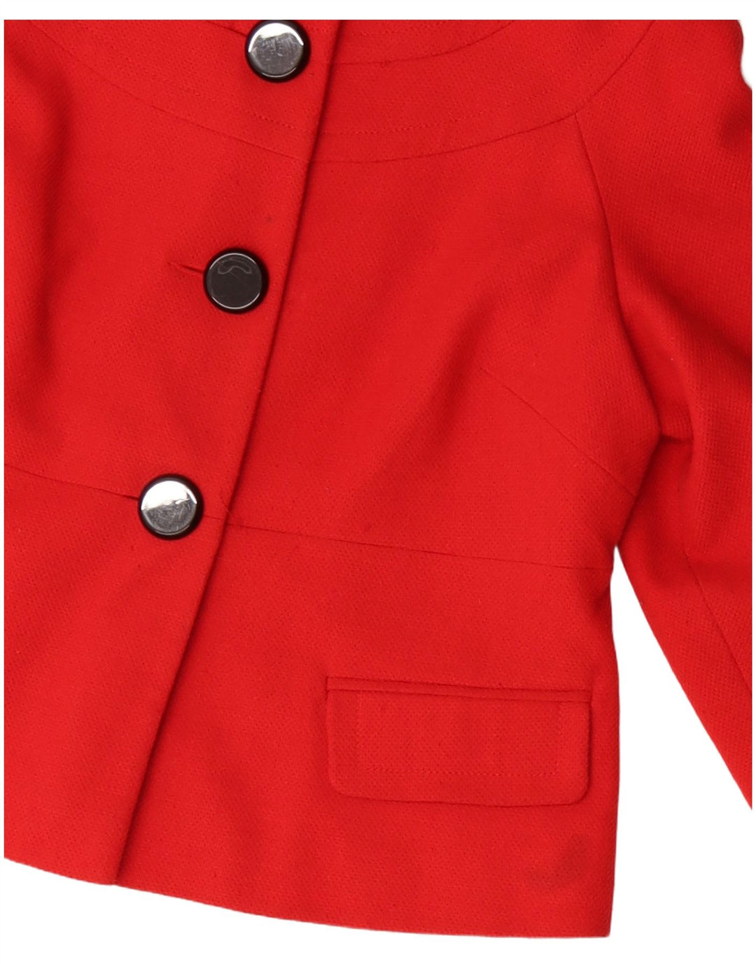 Jaqueta blazer feminina Laura Ashley com 3 botões Reino Unido 16 grande poliéster vermelho