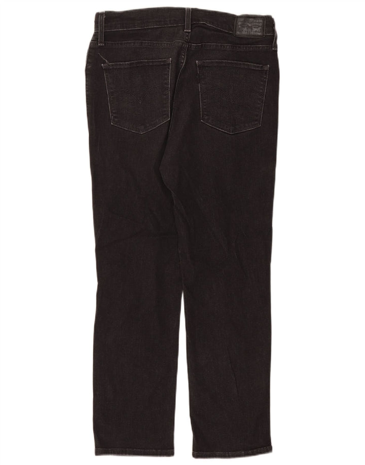 Calça jeans feminina LEVI'S 724 desgastada com cintura alta reta W31 L26 algodão cinza