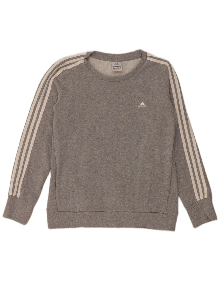 Adidas Womens Sweatshirt Jumper UK 12/14 Médio Cinza Algodão