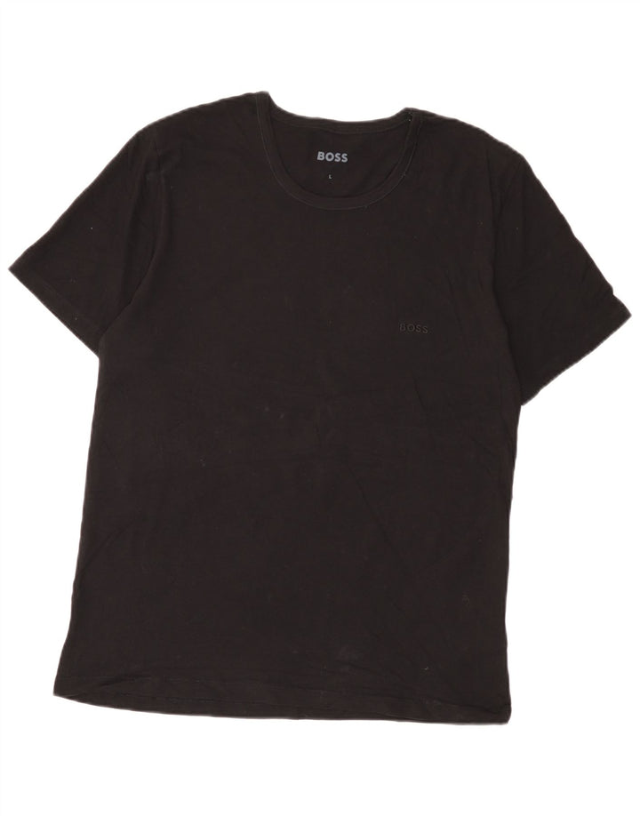 Camiseta masculina Hugo Boss grande algodão preto