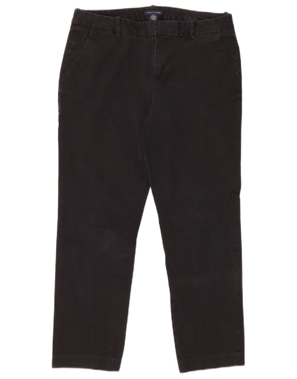 Calça chino reta feminina Tommy Hilfiger US 10 grande W32 L26 preta