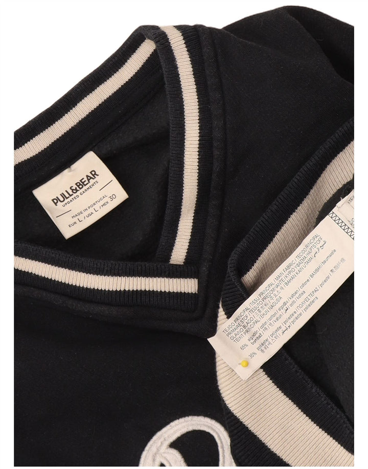 Pull & Bear Mens Pasadena moletom grande bloco colorido azul marinho