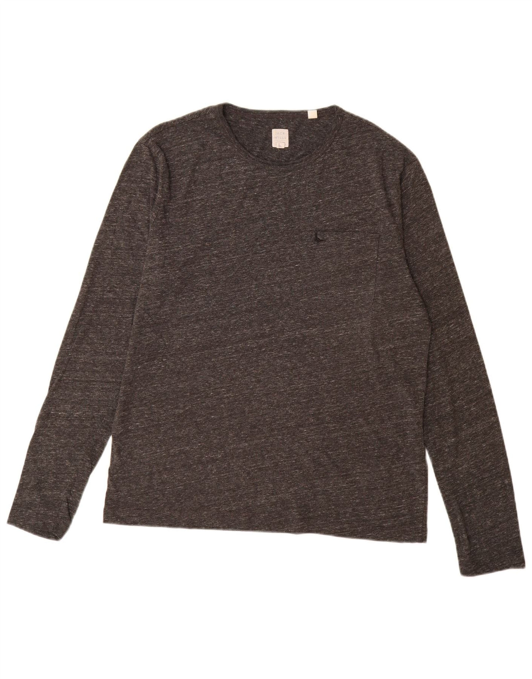 Jack Wills Top masculino de manga comprida cinza médio algodão manchado
