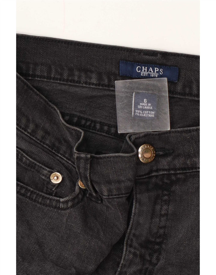 Calça jeans reta feminina Chaps US 6 médio W30 L30 algodão cinza