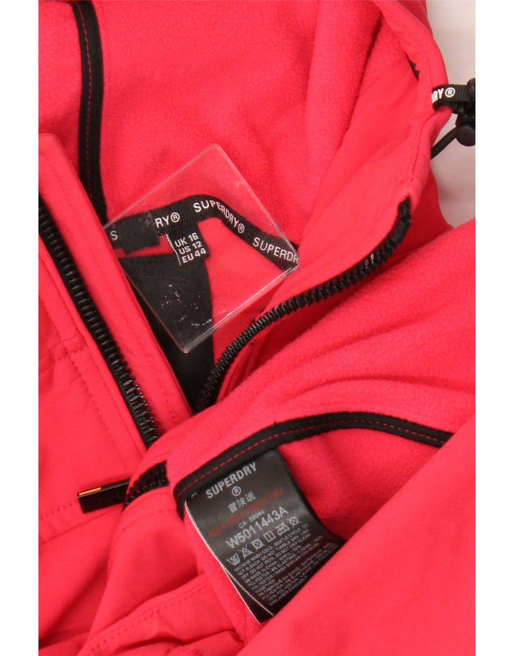 Jaqueta corta-vento com capuz Superdry Womens Crop UK 16 grande poliéster rosa