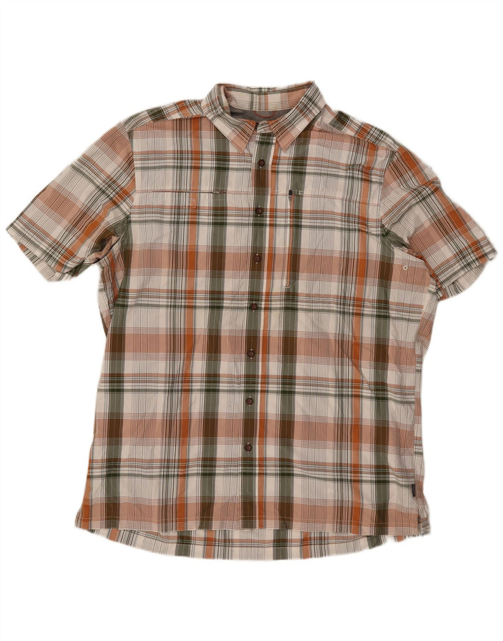 EDDIE BAUER Camisa masculina de manga curta XL poliéster xadrez multicolorido