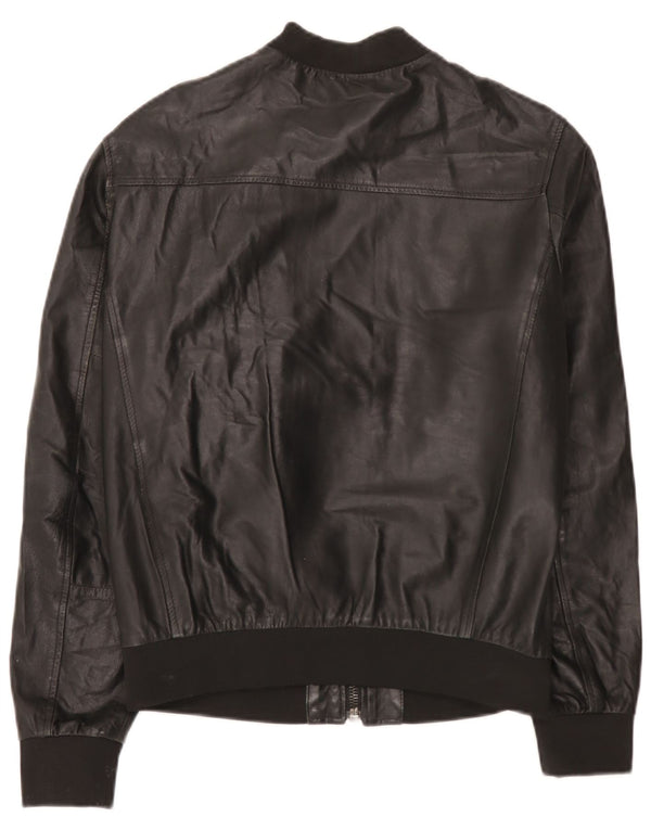 Jaqueta masculina de couro Replay Bomber UK 38 couro preto médio