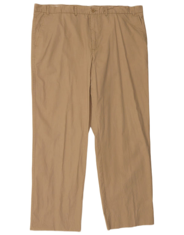 Calça chino reta masculina Marks & Spencer W42 L31 algodão bege