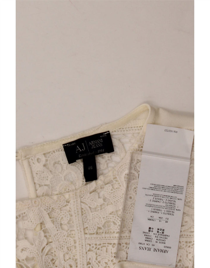 Blusa feminina ARMANI JEANS Top IT 46 grande algodão branco