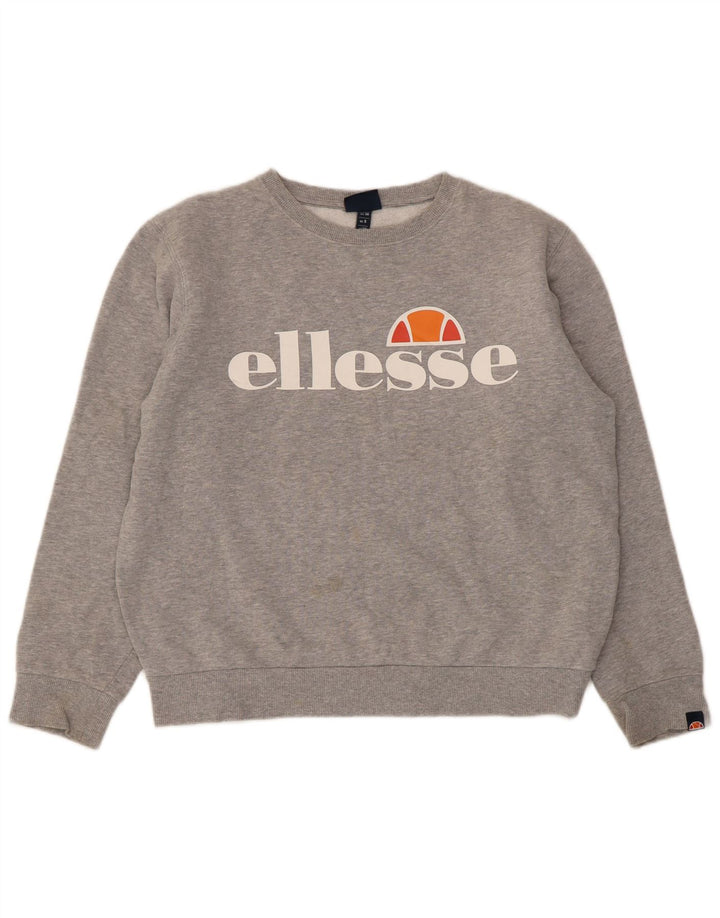 Ellesse moletom feminino grande com estampa gráfica UK 10 pequeno cinza manchado