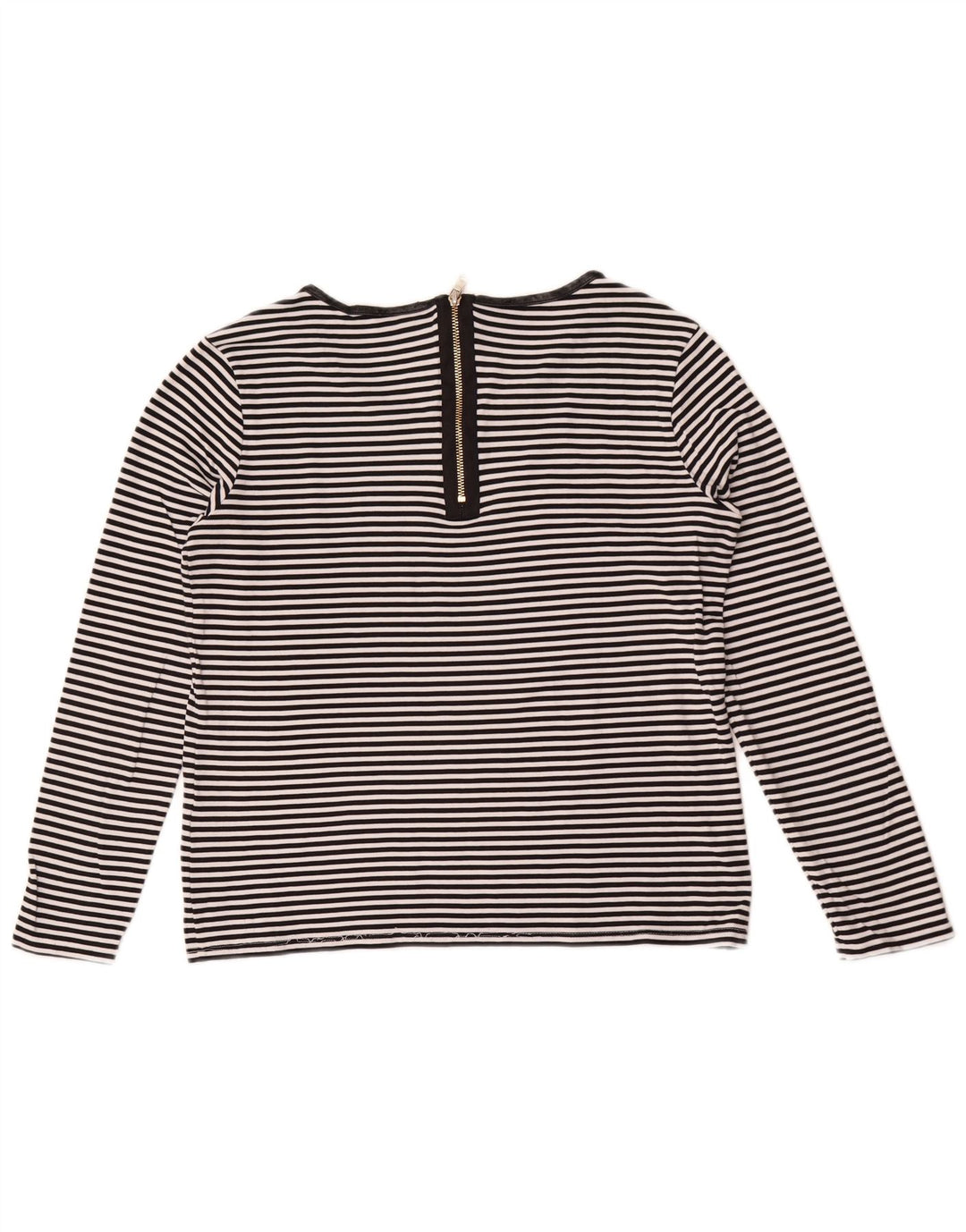 Hugo Boss Top feminino de manga comprida UK 12 listrado preto médio
