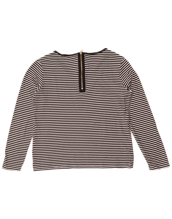 Hugo Boss Top feminino de manga comprida UK 12 listrado preto médio