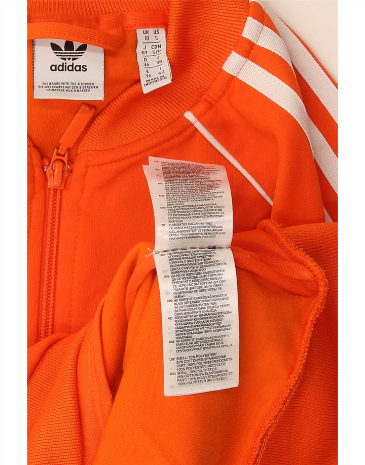 Adidas Womens Tracksuit Top Jacket UK 10 Pequeno Laranja Poliéster