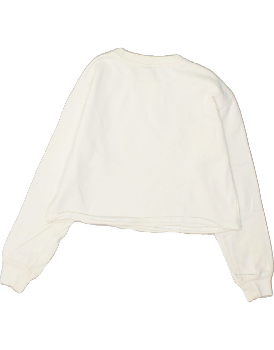 CHAMPION Womens Crop Graphic Sweatshirt Jumper UK 4 XS White Cotton | Vintage Champion | Thrift | Second-Hand Champion | Used Clothing | Messina Hembry 
