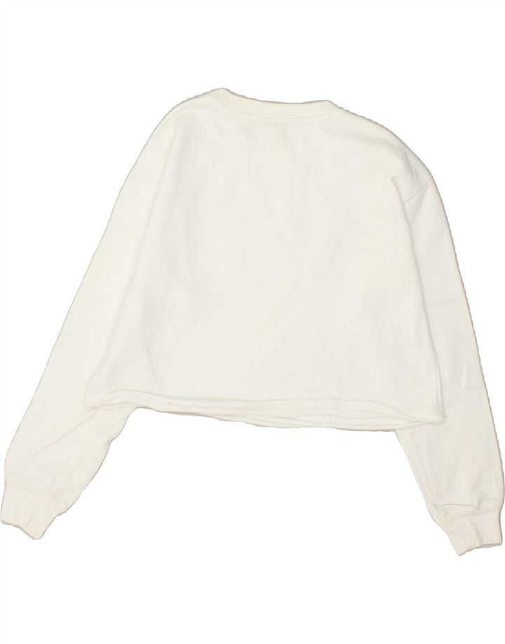 CHAMPION Womens Crop Graphic Sweatshirt Jumper UK 4 XS White Cotton | Vintage Champion | Thrift | Second-Hand Champion | Used Clothing | Messina Hembry 
