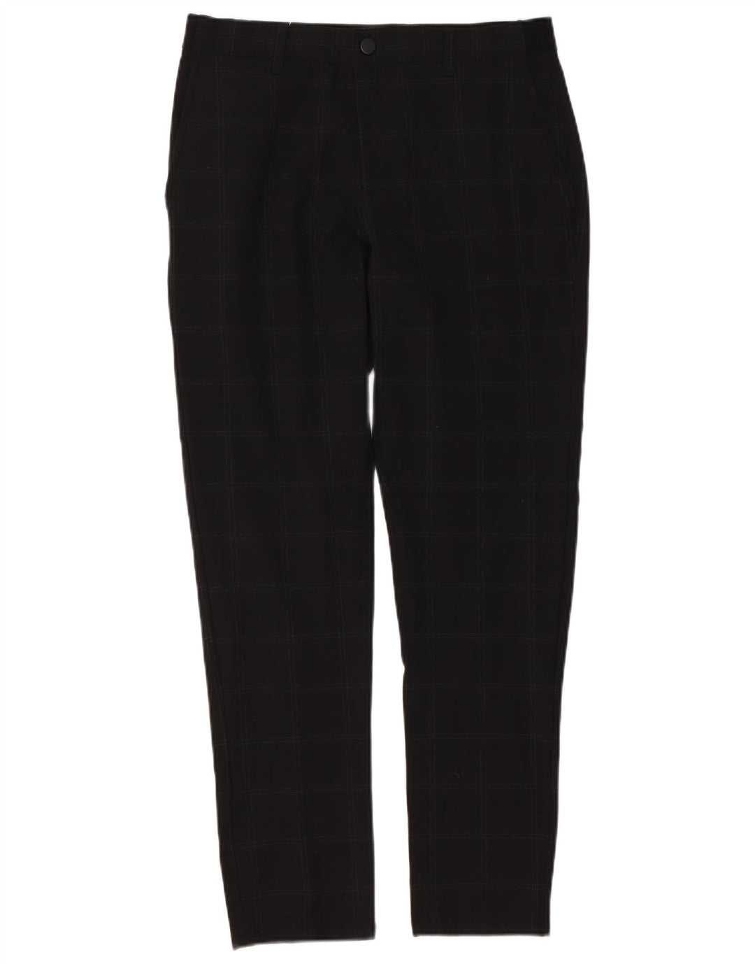 Zara Mens Slim Chino Calças Médias W31 L30 Xadrez Preta