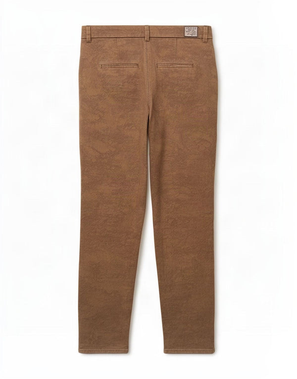 Guess Calça feminina Berta Slim Fit Chino W28 L28 Bege Floral Algodão