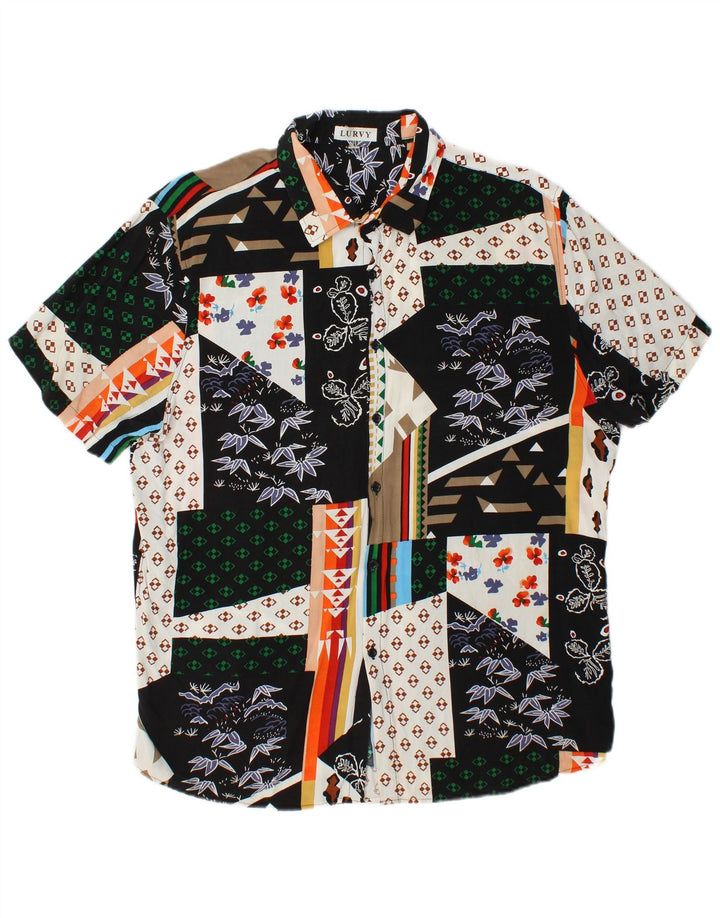 Camisa masculina VINTAGE manga curta XL patchwork multicolorido