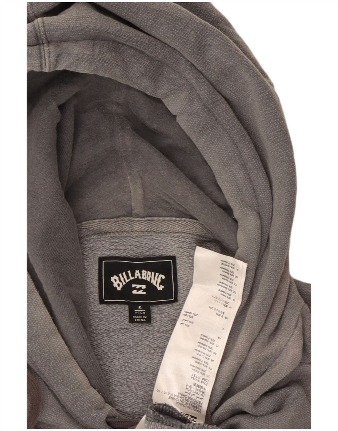 Suéter com capuz gráfico masculino BILLABONG pequeno algodão cinza