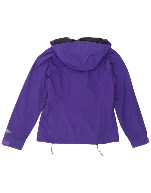 Jaqueta de chuva feminina com capuz Columbia UK 10 pequena roxa nylon