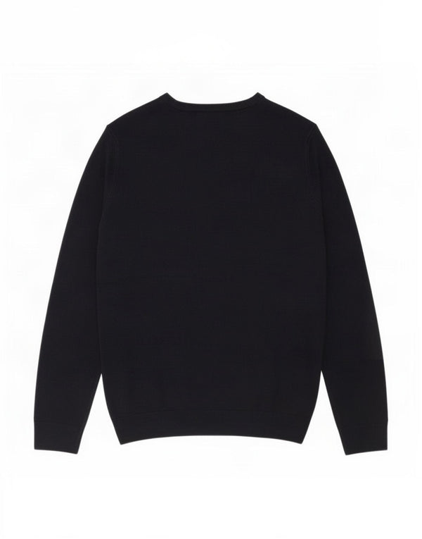 Suéter masculino Marks & Spencer com gola redonda grande acrílico azul marinho