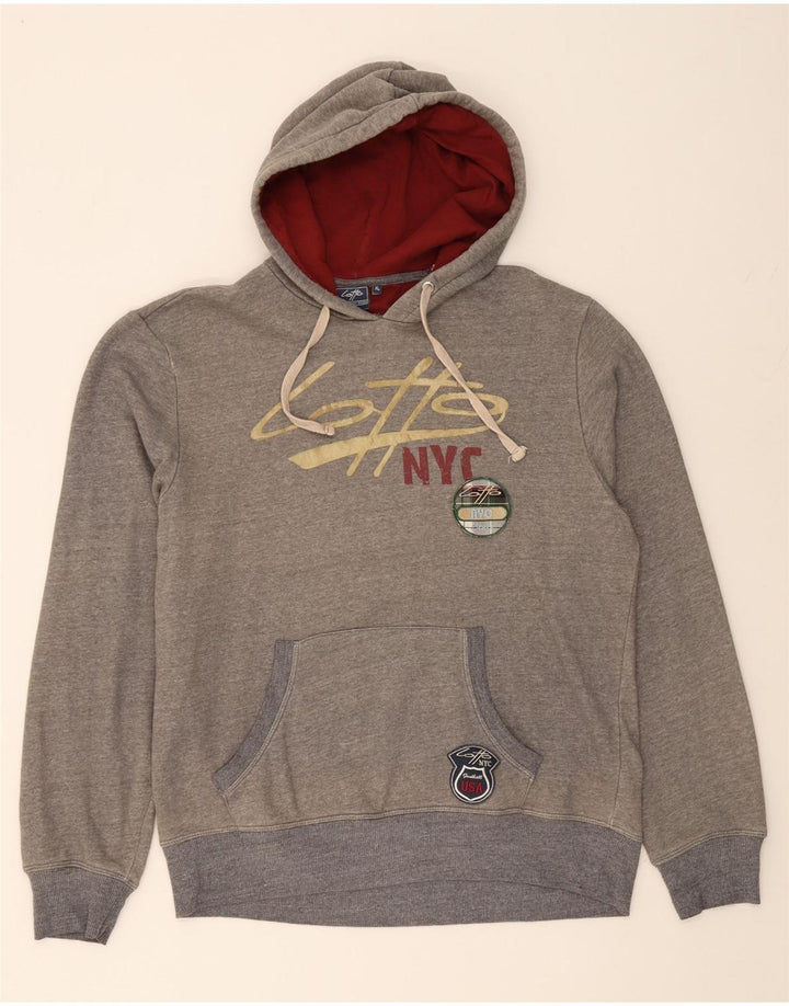 LOTTO Mens NYC Graphic Hoodie Jumper XL Grey Vintage Lotto and Second-Hand Lotto from Messina Hembry 