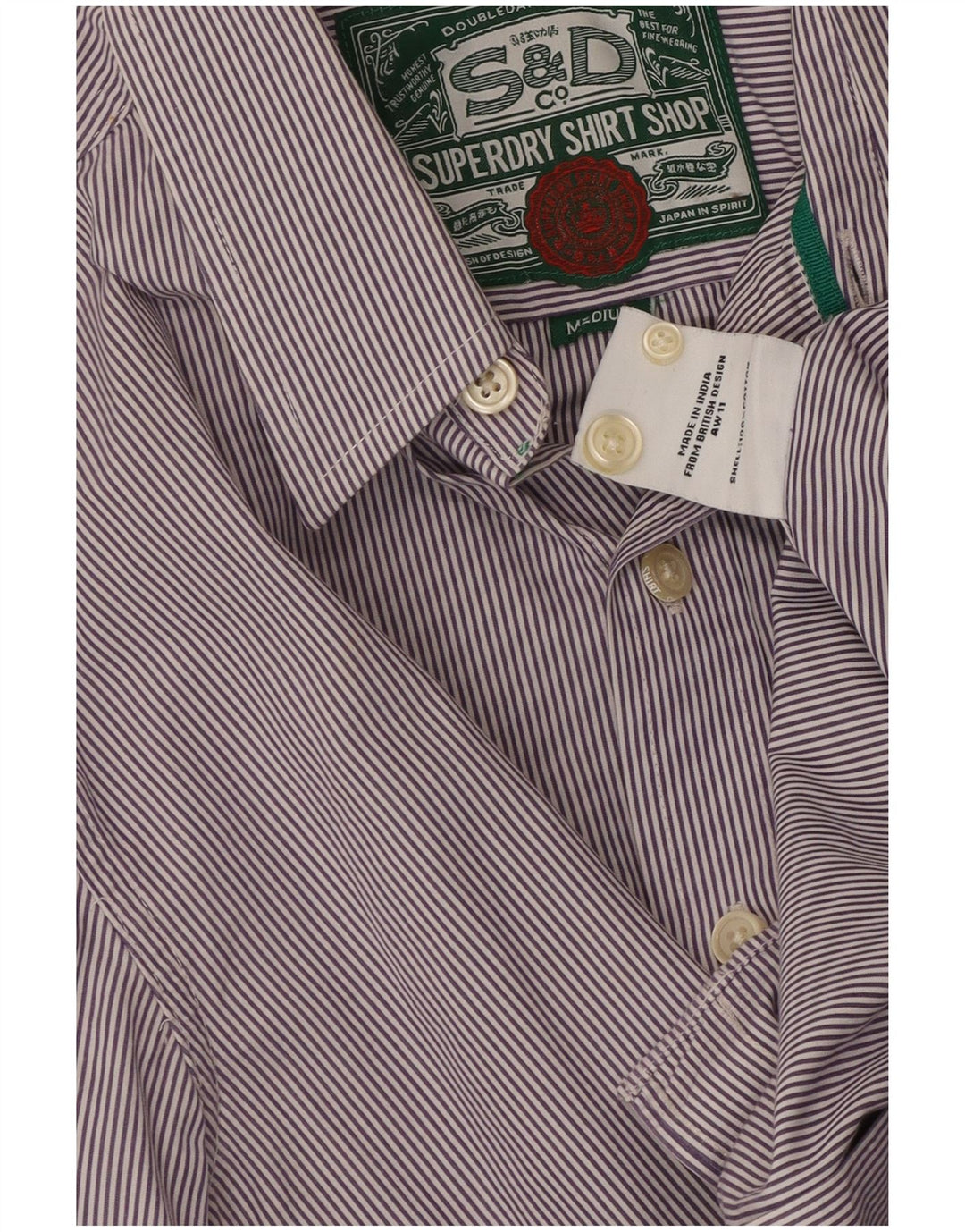 Camisa masculina SUPERDRY de algodão listrado roxo médio