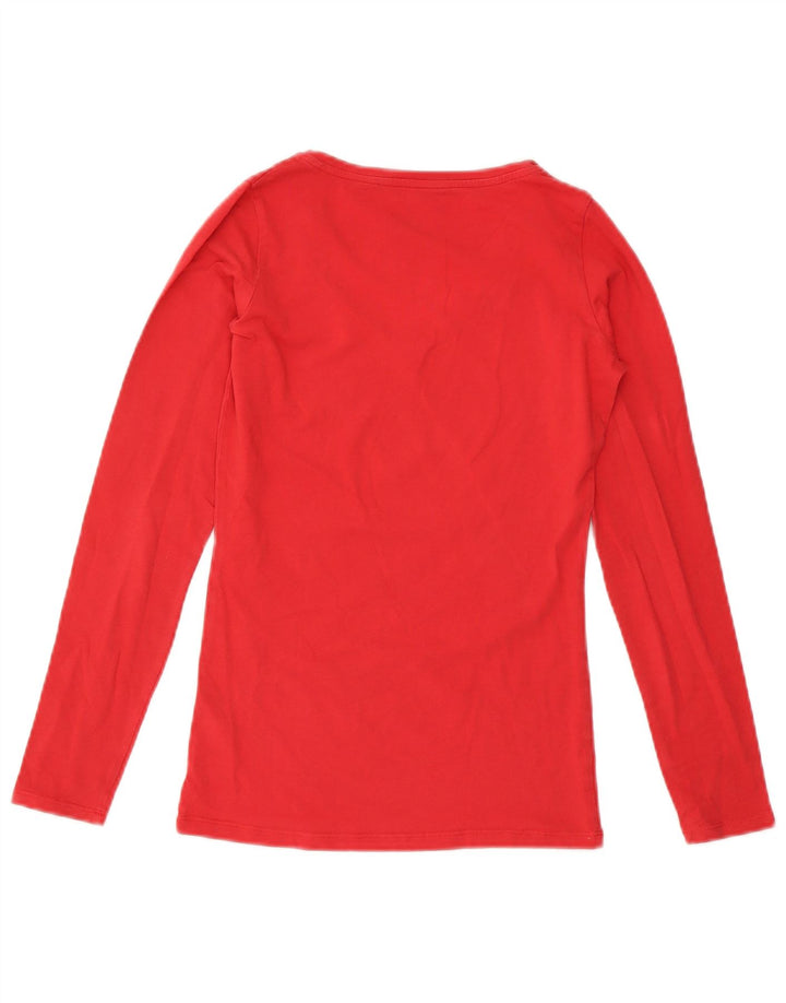Guess Top gráfico feminino manga comprida Reino Unido 8 pequeno algodão vermelho