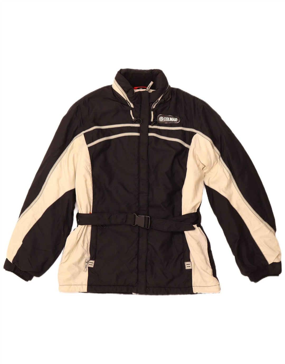 Jaqueta de esqui feminina COLMAR com capuz IT 46 grande bloco colorido preto de nylon