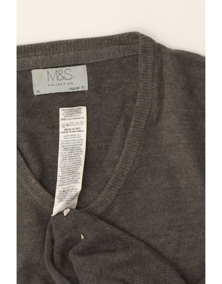 Suéter masculino Marks & Spencer com ajuste regular e decote em V XL cinza acrílico