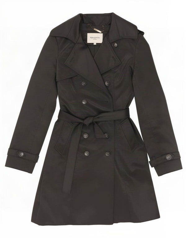 Trench Coat feminino Specchio UK 10 pequeno poliéster preto