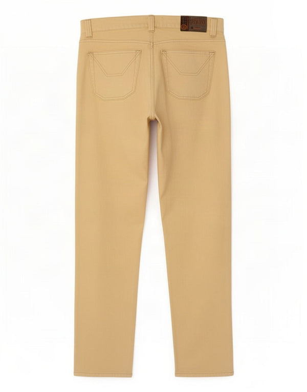 Calça casual reta masculina Jeckerson W36 L34 algodão amarelo