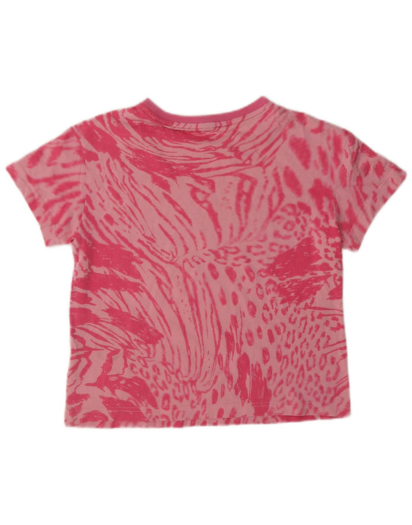 Camiseta Adidas Feminina Crop Graphic Top 13-14 Anos Rosa Animal Print Algodão