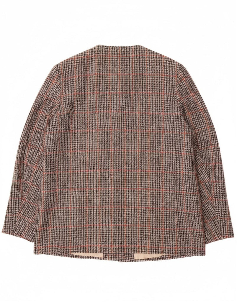 AVOCA Womens 5 Button Blazer Jacket UK 16 Large Brown Houndstooth New Wool Vintage Avoca and Second-Hand Avoca from Messina Hembry 