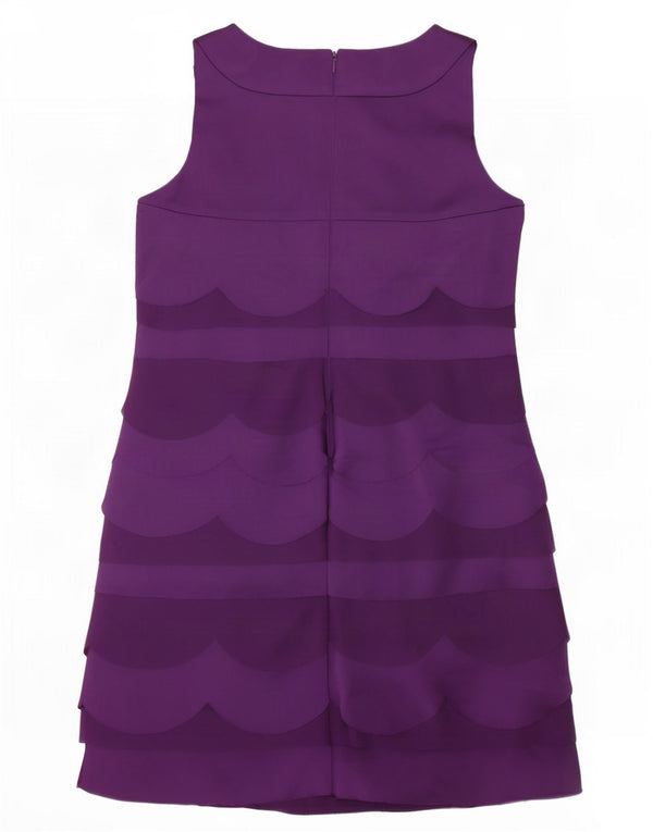 Vestido feminino Coast sem mangas com bainha UK 14 grande acetato listrado roxo