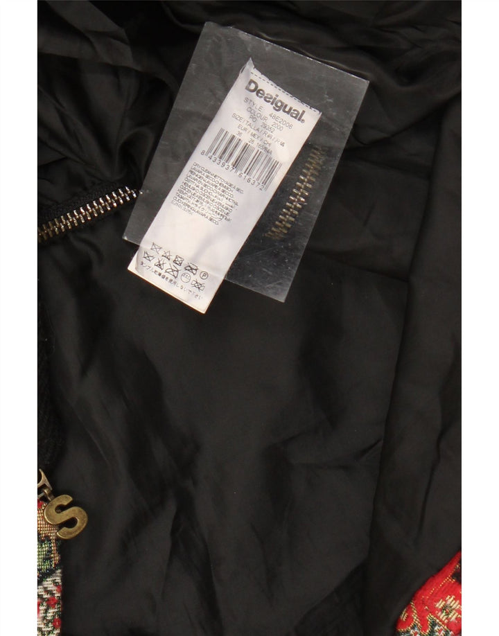 Sobretudo feminino DESIGUAL EU 36 pequeno preto lã paisley
